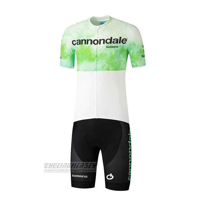 2021 Cycling Jersey Cannondale White Green Short Sleeve and Bib Short